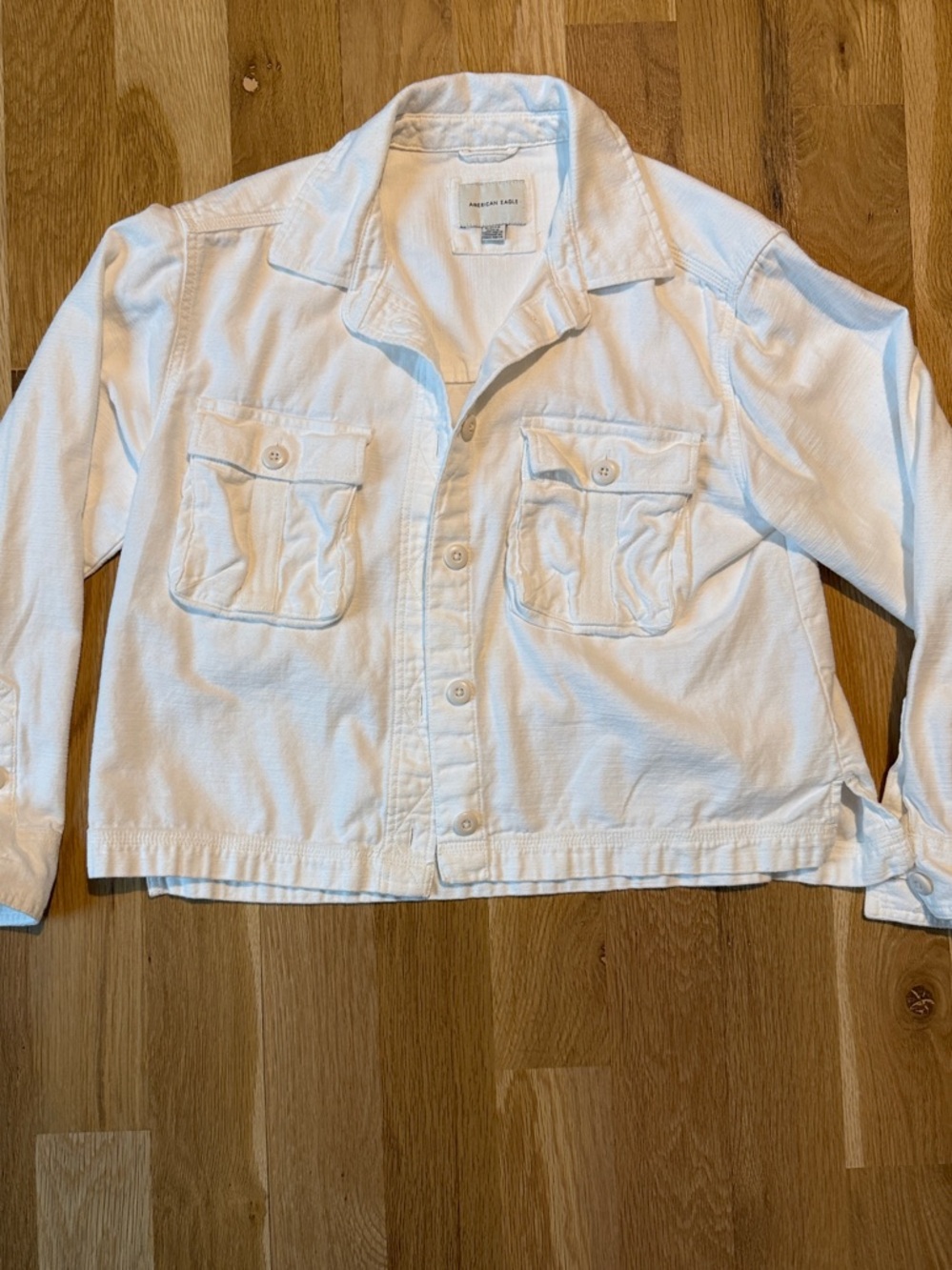 American Eagle Outfitters Crop White Shirt Jacket